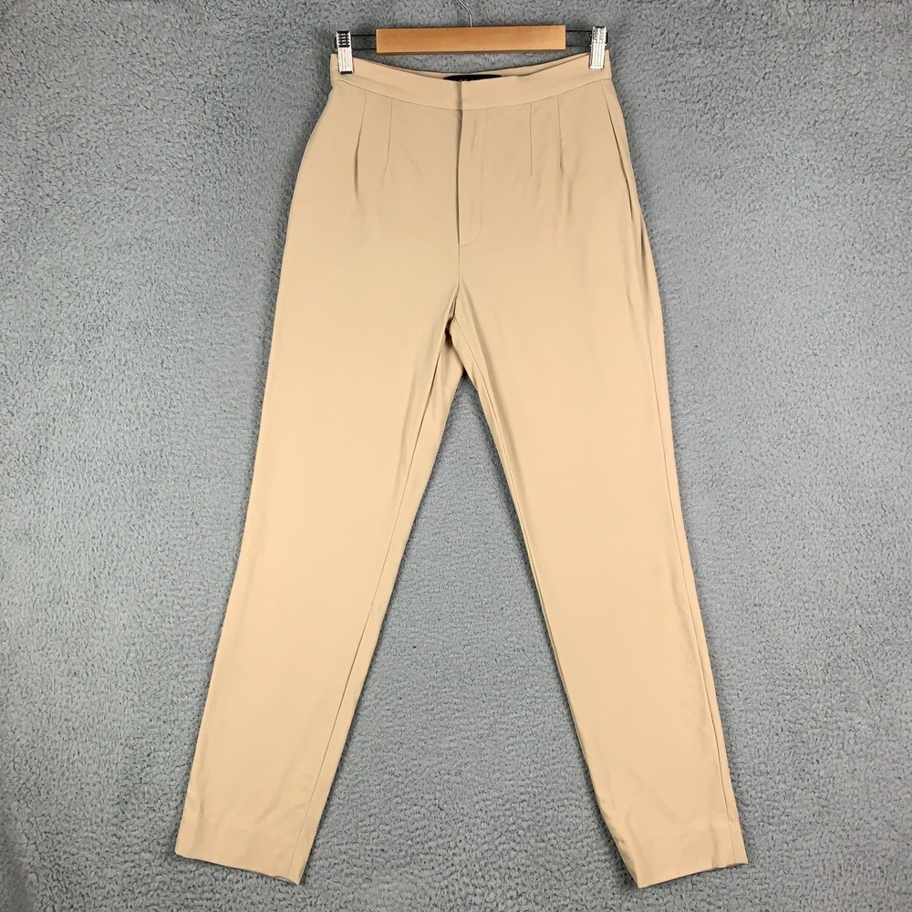 Ralph Lauren Black Label Pant Women's 4 Beige Pleated Front Virgin Wool Tapered